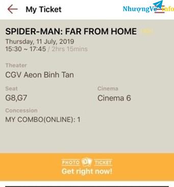 Ảnh FREE COMBO BẮP NƯỚC - Cần nhượng lại giá rẻ 2vé Spider man suất 15h30