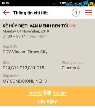 Ảnh Nhượng lại vé xem phim kẻ hủy diệt