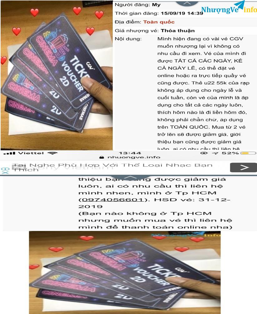 Ảnh Voucher xem phim CGV gia mem