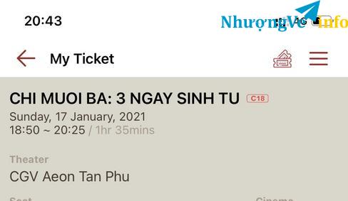 Ảnh Pass 2 vé Chị 13, ngày 17/Jan 18h50 Aeon Tân Phú 140k