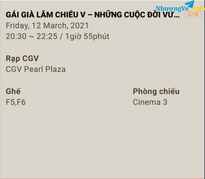 Ảnh TPHCM PASS 2 vé xem phim GÁI GIÀ LẮM CHIÊU 20g30 12/03