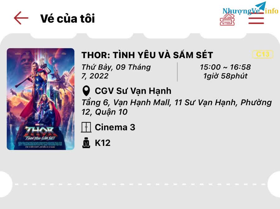 Ảnh Pass 1 vé CGV phim Thor ở Sư Vạn Hạnh