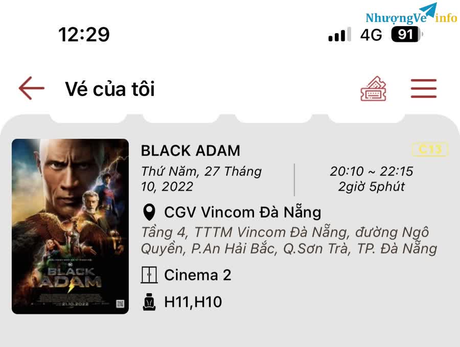 Ảnh 2 vé Black Adam