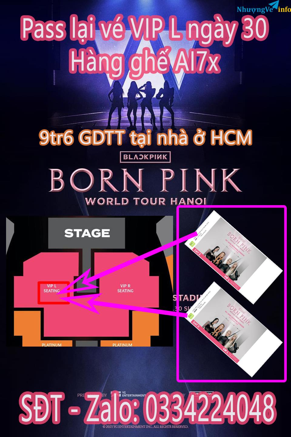 Ảnh Mình pass vé blackpink vé VIP khu L hàng ghế AI7x gdtt tại HCM