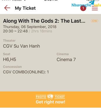 Ảnh Combo bắp 2 nước lớn 2 vé CGV siêu rẻ
