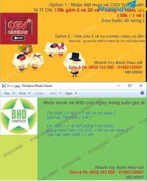 Ảnh Nhận book CGV, BHD các ngày giá rẻ