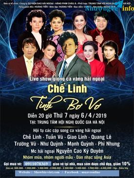 Ảnh Vé Liveshow Chế Linh Tình bơ vơ ngày 6/4 tại Trung tâm hội nghị quốc gia