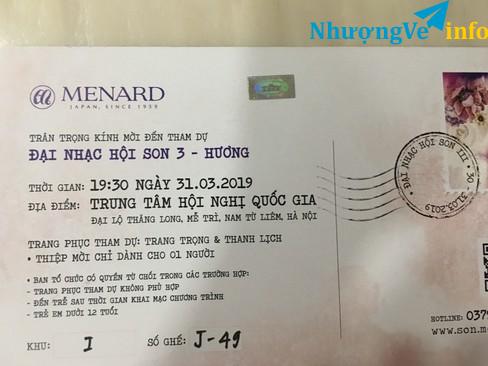 Ảnh Vé Đại nhạc Hội Son 31-3 Tối mai Hang J tầng 1 Gần Sk