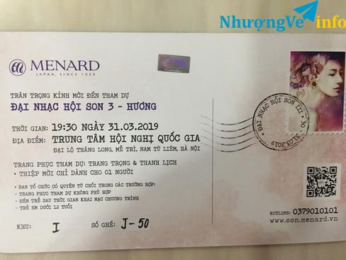 Ảnh Vé Đại nhạc Hội son 3 Hàng J vé mời Ngày Chủ Nhật 31-3
