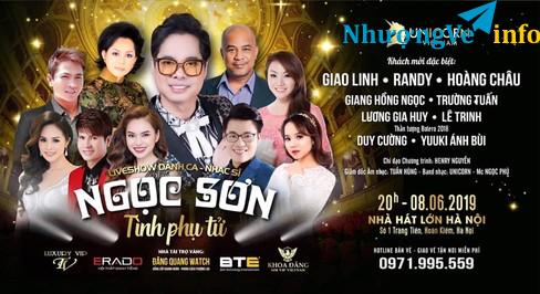 Ảnh [TOP SHOWS - 0971.995.559] BÁN VÉ LIVESHOW NGỌC SƠN "TÌNH PHỤ TỬ" NGÀY 8/6/2019