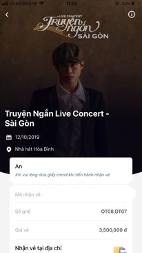 Ảnh Cần pass lại cặp vé An liền nhau - Concert Truyện Ngắn HAT ngày 12/10 tại SG