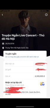 Ảnh Pass vé cặp Truyện ngắn ghế siêu đẹp Hà Anh Tuấn concert tại HN 26/10