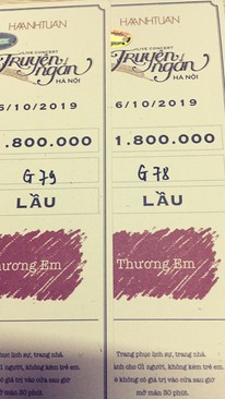 Ảnh CẦN NHƯỢNG LẠI CẶP VÉ LIỀN NHAU CỦA HÀ ANH TUẤN THƯƠNG EM 26/10