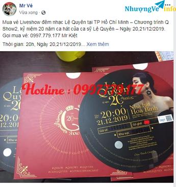 Ảnh Vé Liveshow Q Show2, kỷ niệm 20 năm ca hát của ca sỹ Lệ Quyên – Ngày 20,21/12/2019