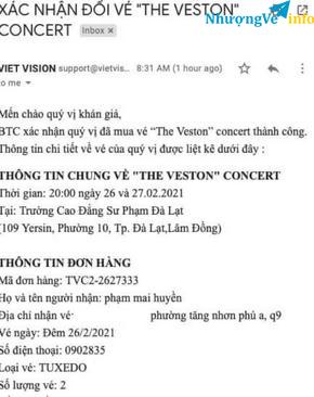 Ảnh Bán cặp vé concert hà anh tuấn