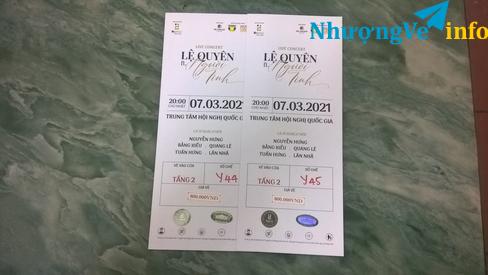 Ảnh Bán cặp vé Lệ Quyên Người Tình 10/4 Hà Nội