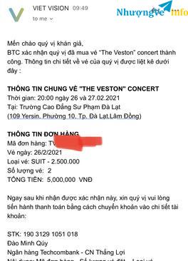 Ảnh Vé Hat "The veston" Đà Lạt 26/2