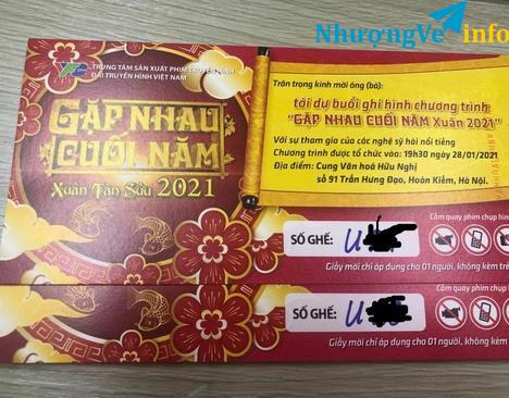 Ảnh Em có cặp vé táo quân hàng Q tầng 1 chỗ ngồi tốt nhất,vợ chồng em không đi được nhượng lại