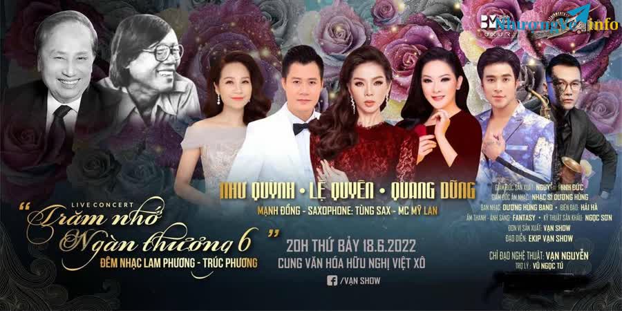 Ảnh Vé đêm nhạc Trăm nhớ ngàn thương - Lệ Quyên, Như Quỳnh, Bằng Kiều 18/6/2022