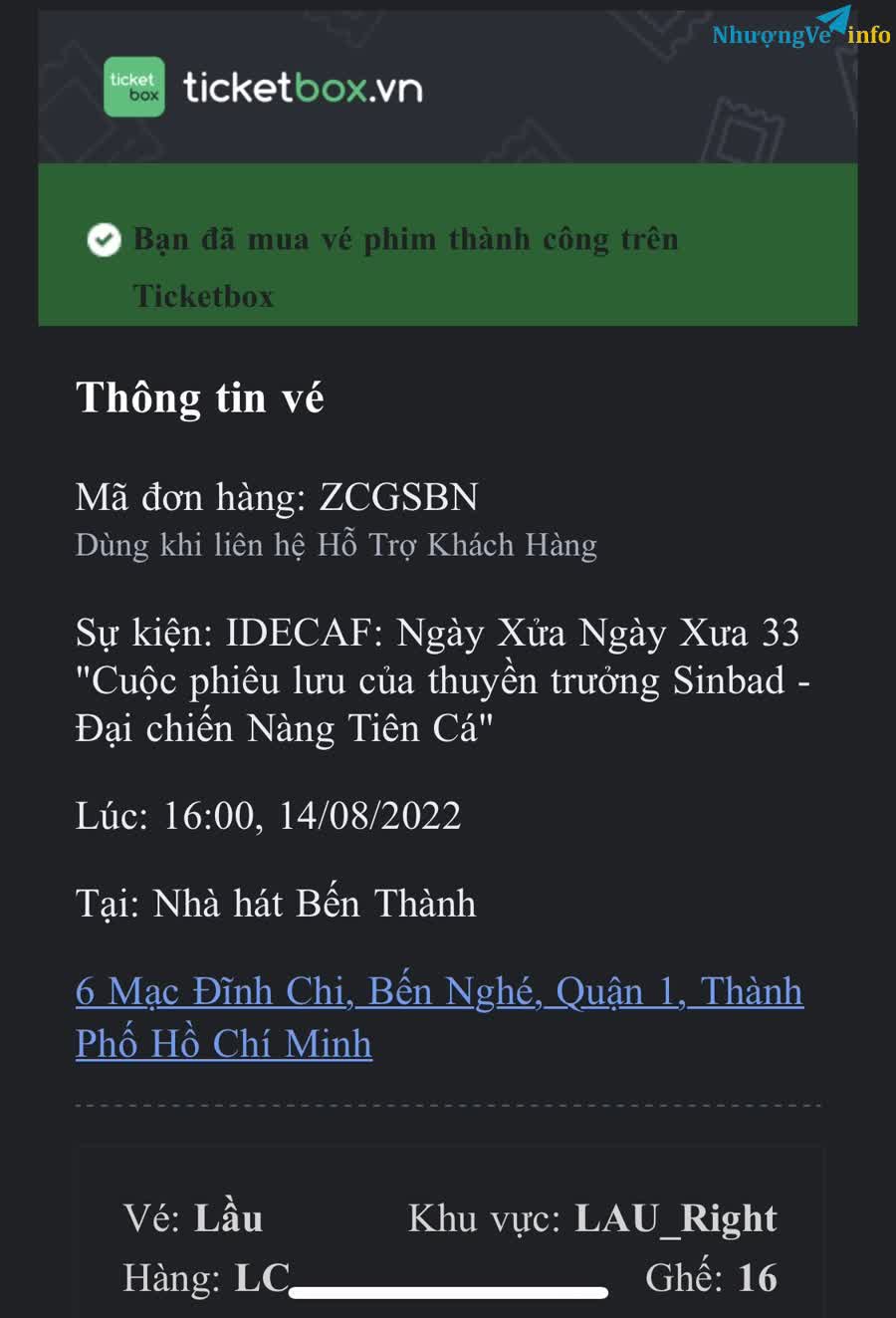 Ảnh Vé Ngày Xửa Ngày Xưa IDECAF 33