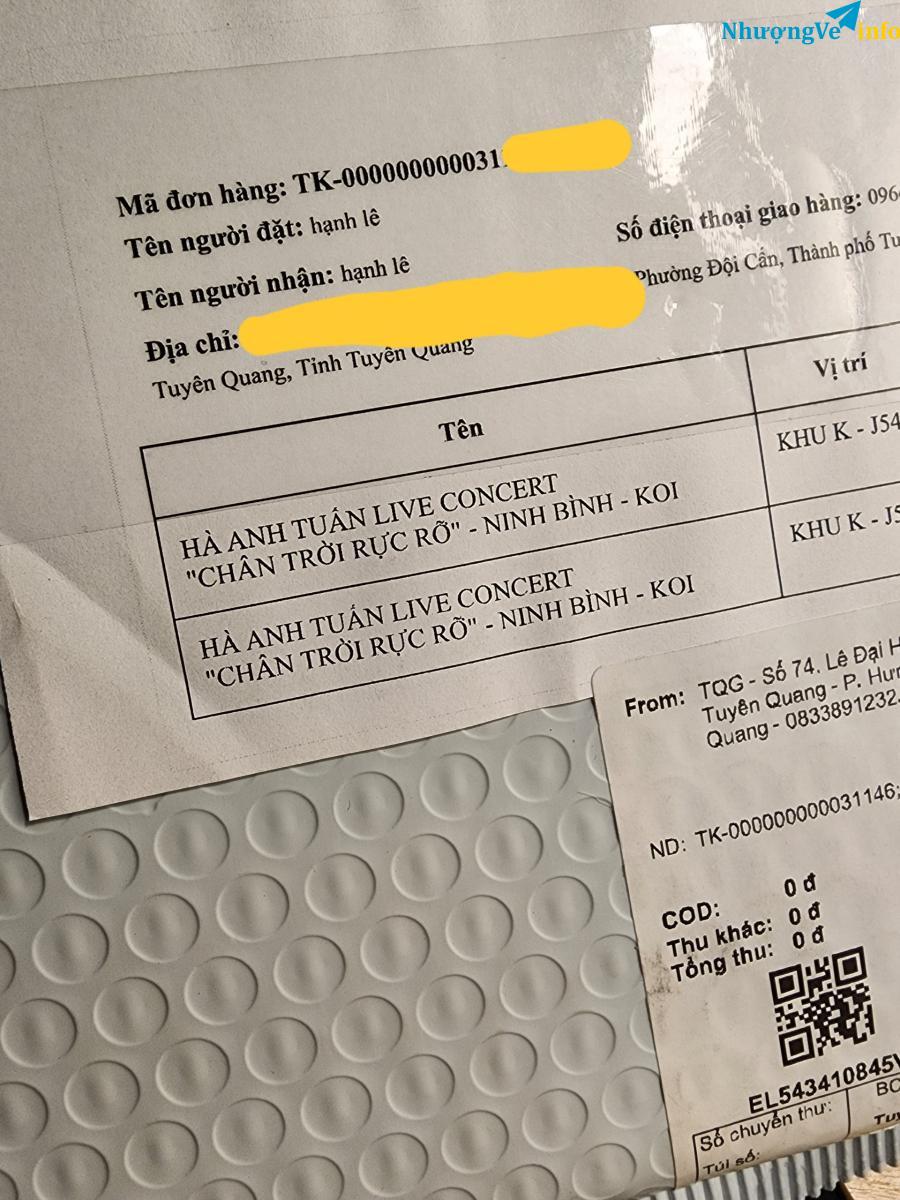 Ảnh VÉ CONCERT CHÂN TRỜI RỰC Rá»  - HÀ ANH TUẤN (4 VÉ KHU CHÍNH DIỆN SÂN KHẤU)