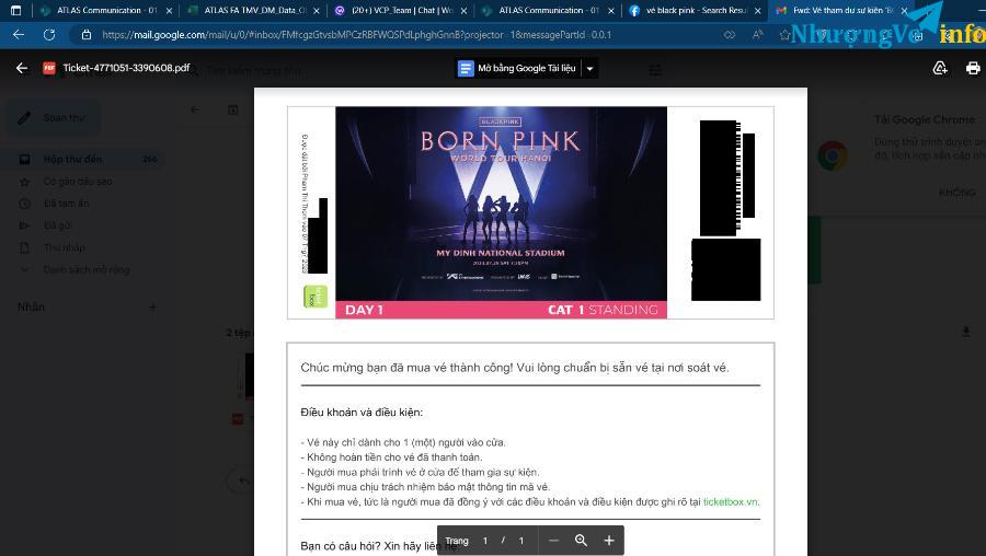 Ảnh Pass 1 cặp vé Black Pink concert HN 29/7