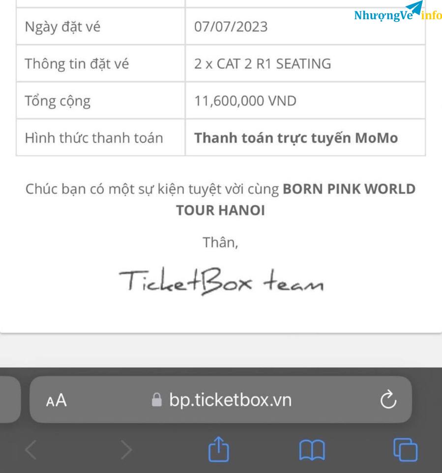 Ảnh 2 vé concert BlackPink hạng CAT 2 R1 Seating ngày 30/07