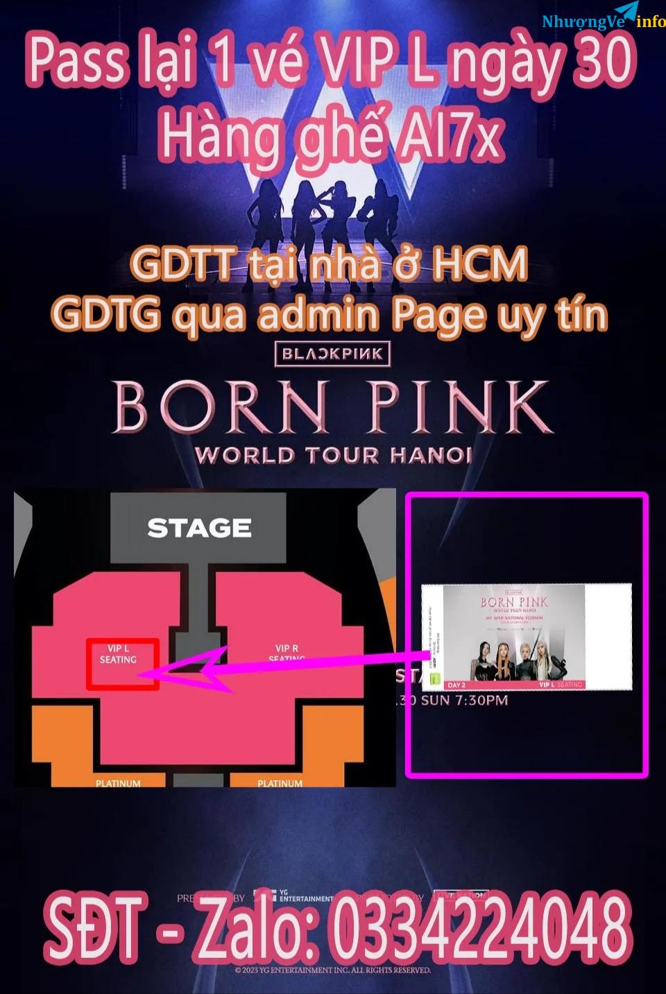 Ảnh Nhượng lại vé VIP Seating L Born Pink - Black Pink ngày 30/7 ( Day2 )ð Ghế hàng AI75 - Giá vé: 7tr (Bạn nhận Full quà VIP)