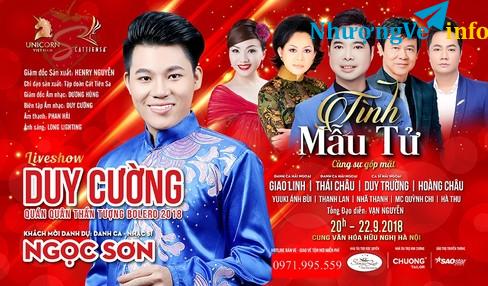 Ảnh [TOP SHOWS - 0971.995.559] BÁN VÉ LIVESHOW DUY CƯỜNG - "TÌNH MẪU TỬ" NGÀY 22/9 TẠI CUNG VIỆT XÔ
