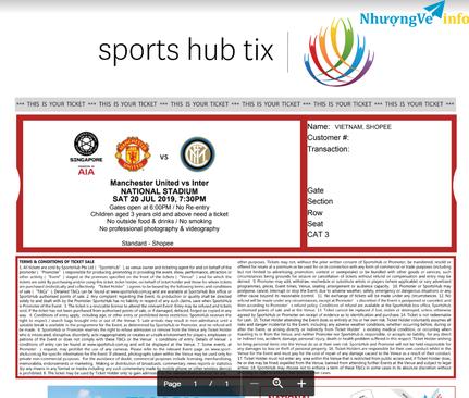 Ảnh Vé International Champions Cup 2019 Singapore, Manchester United vs Inter Milan