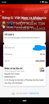 Ảnh Vé bóng đá trận Việt nam và Malaysia
