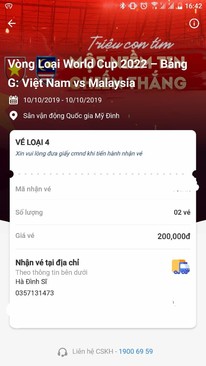 Ảnh Bán 4 vé loại 4 (200k) trận VN-Malay ngày 10/10 vòng loại WC
