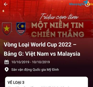 Ảnh 1 vé loại 3 trận Việt Nam - Malaysia