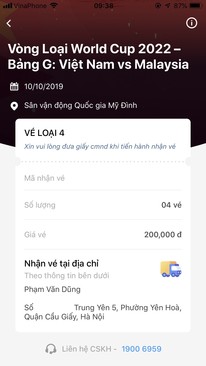 Ảnh BÁN 1 CẶP VẾ LOẠI 4 GIÁ 2.500.000vnd