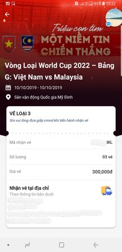 Ảnh Bán cặp vé 300k trận Vietnam-Malaysia ngày 10-10 giá 2000k