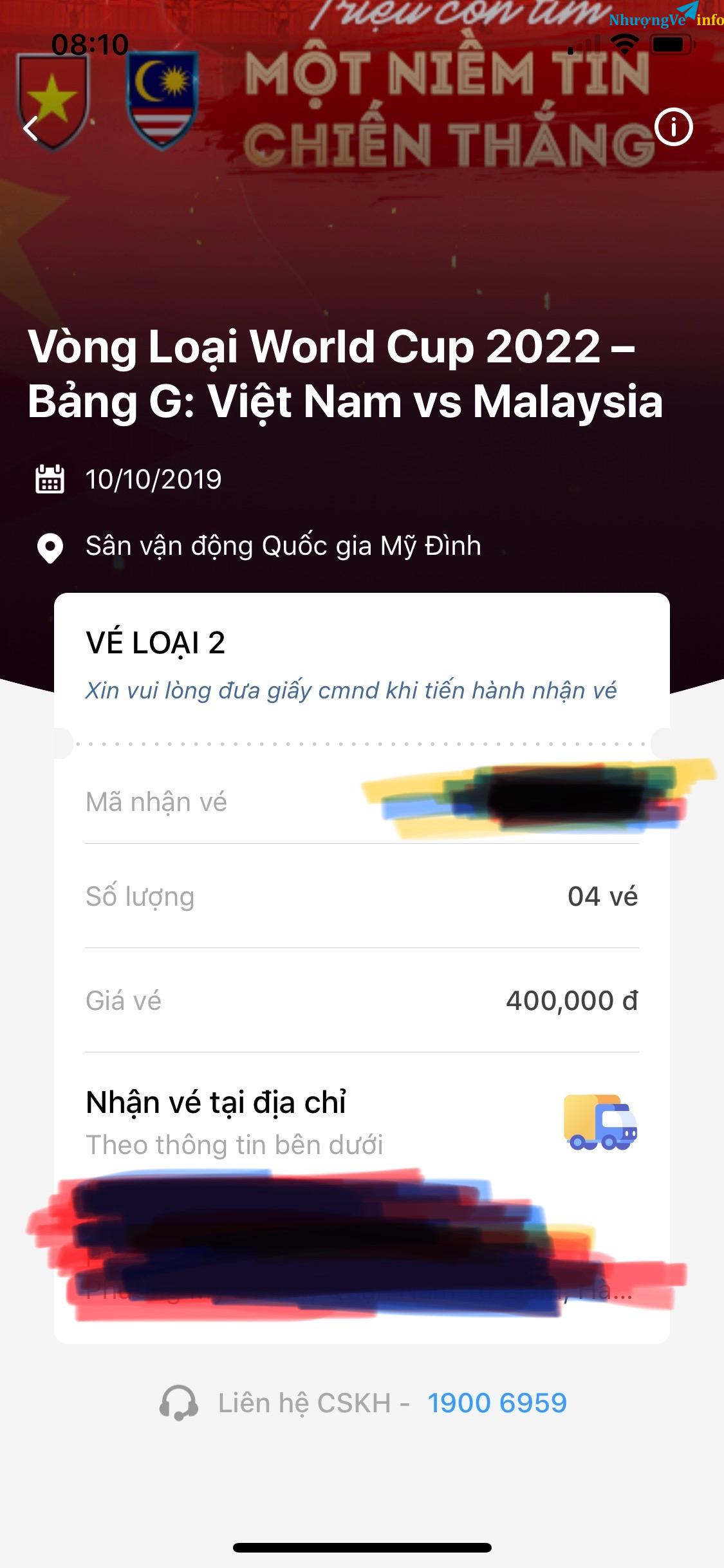 Ảnh 4 vé loại 2, 400k giá 6 triệu