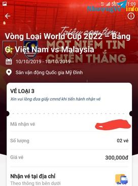 Ảnh Bán 1 cặp vé (2 vé) loại 3 trận VietNam - Malai