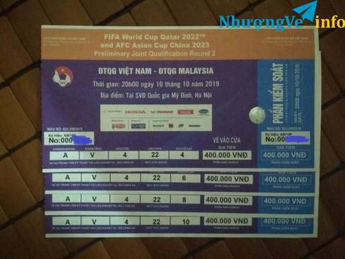 Ảnh Bán 2 cặp vé Trận VN-Malay loại 2 400k chỗ ngồi đẹp giá 3.5 tr/cặp. Mua 2 cặp giá 6,8 triệu