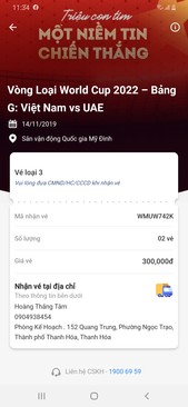Ảnh Cặp vé loại 300k trận VN-UAE