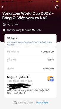 Ảnh Cần nhượng lại Cặp Vé Việt Nam - UAE