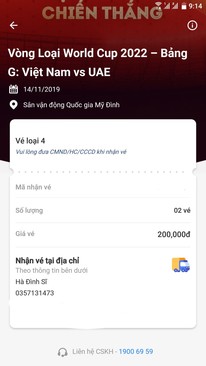 Ảnh Bán 1 cặp vé bóng đá loại 4 (200k) và 1 vé lẻ loại 3 (300k) trận VN-UAE