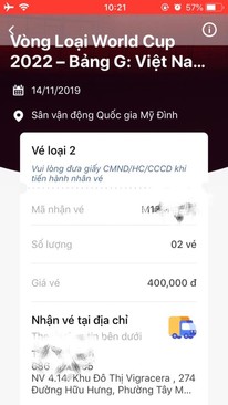 Ảnh 2 cặp vé loại 400k giá 2,9 triệu/cặp