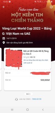Ảnh Bán cặp vé QR code VN - UAE