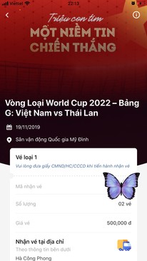 Ảnh Bán Cặp vé 500k loại giấy trận gặp Lẩu Thái
