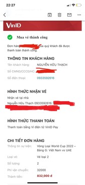 Ảnh BÁN LẠI cặp vé Việt Nam- UAE tại Mỹ Đình
