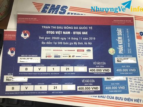 Ảnh Bán cặp vé loại 2 Việt Nam - UAE chỗ đẹp: cửa 1 khán đài B (chính giữa sân)