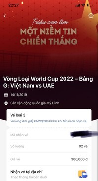 Ảnh Vé Bóng đá VN - UAE (Hà Nội)