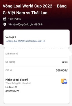 Ảnh Bán 1 cặp vé loại 1 (500k) trận VN-TL vòng loại WC