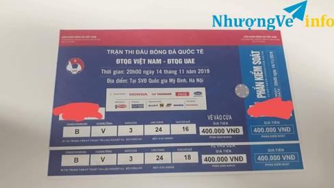 Ảnh Bán vé khán đài B tầng V cửa 1,2,3,4 loại 400k giá ok 0961273757