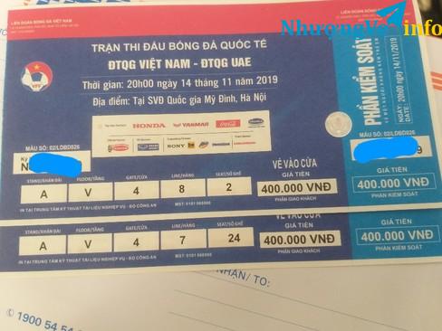 Ảnh 1 cặp vé xem bóng đá khán đài A tầng V cửa 4
